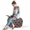 thumbnail image 2 of Abstract Woman Pouf Cover with Zipper, Vertically Aligned Stripe with Lips Feminine Fashion Design, Soft Decorative Fabric Unstuffed Case, 30" W X 17.3" L, Charcoal Grey Ruby White, by Ambesonne, 2 of 5