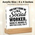 thumbnail image 2 of Social Worker Gifts, Social Worker Desk Decor, You Can't Scare Me I'm a Social Worker Acrylic Desk Plaque Sign Home Office Decoration 4x4 Inch, 2 of 6