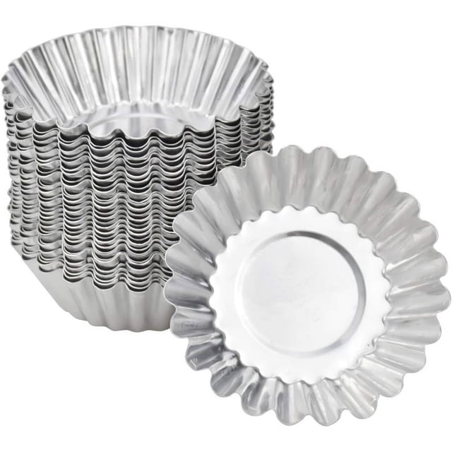 50 paquetes de moldes para tarta de huevo, mini moldes de aluminio para magdalenas, moldes para magdalenas antiadherentes, moldes para pudín, (plata)