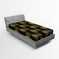 thumbnail image 2 of Ambesonne Palm Fitted Sheet, Modern Exotic Island Leaves, Twin XL Size, Dark Grey Mustard, 2 of 5