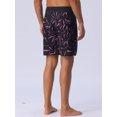 thumbnail image 3 of DARING DIVA Men's Elastic Waist Drawstring Hawaiian Print Athletic Swim Trunks 36 Black, 3 of 6