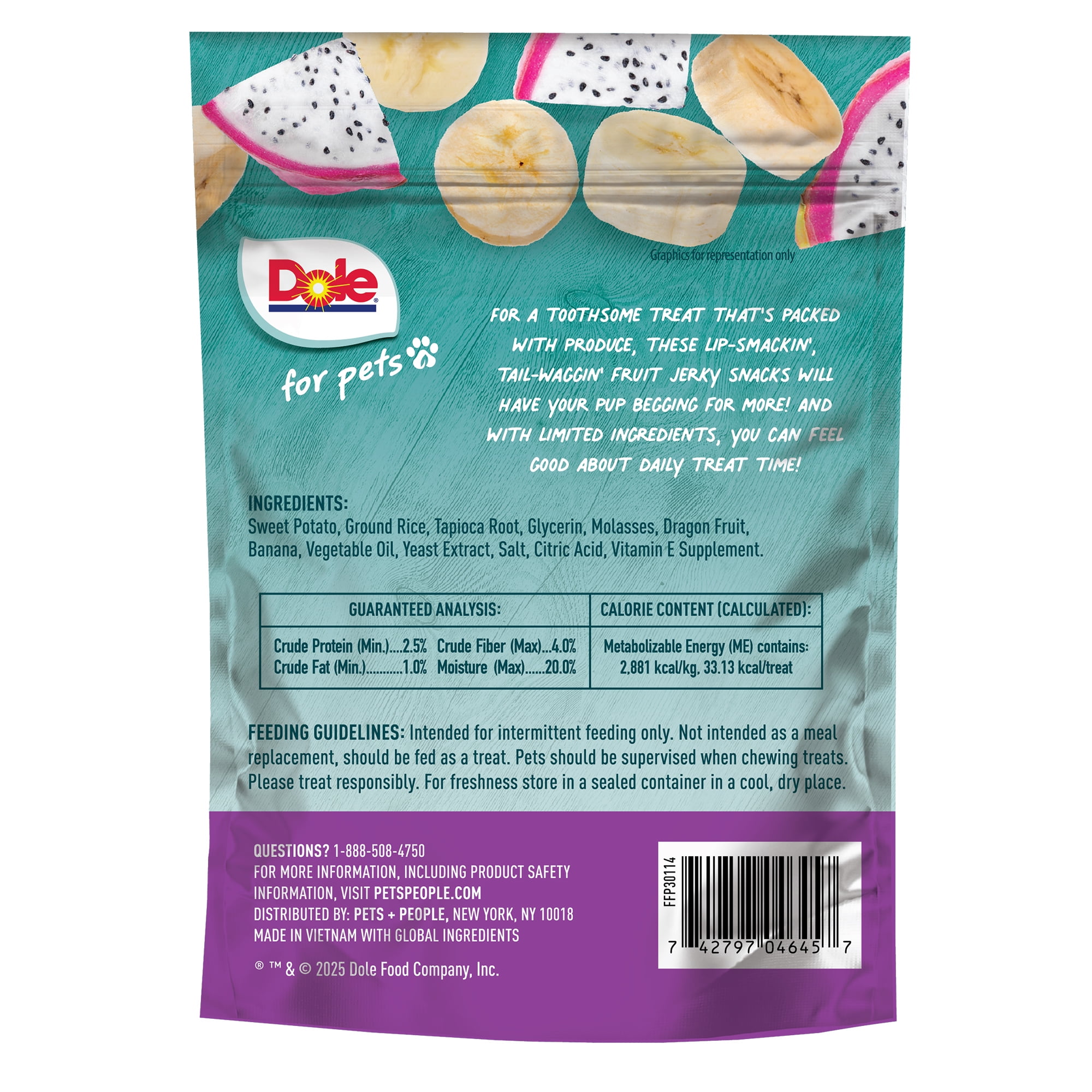 Dole Fruit Jerky Bites Dog Treats Banana & Dragon Fruit, 6oz