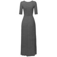 thumbnail image 2 of FashionOutfit Women's Solid Scoop Neck High Waist 3/4 Sleeves Maxi Dress, 2 of 3