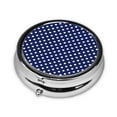 thumbnail image 2 of Deep Blue And White Dots Round Pill Box Small Pill Case For Purse Pocket Medicine Organizer Travel Pillbox Portable Pill Container, 2 of 6