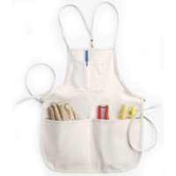 CLC Tool Works Series C11 Bib Apron, 29 to 46 in Waist, Cotton, White, 4-Pocket