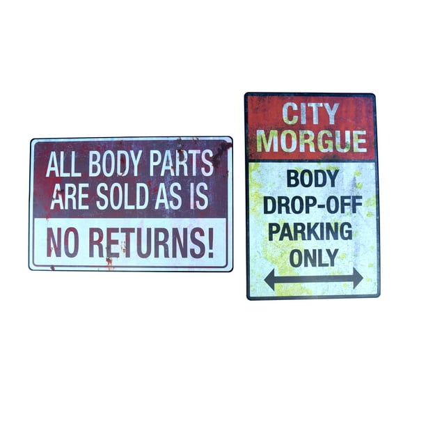 Funny City Body Part Wall Signs 2 Pc Set Haunted House Halloween