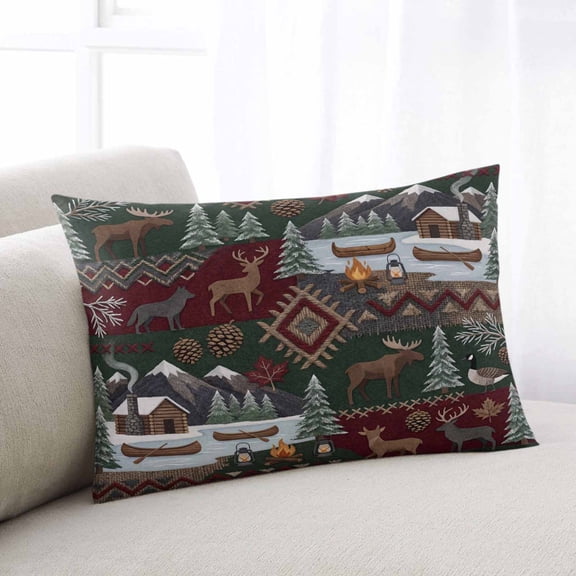 Western Boho Throw Pillow Covers, Farmhouse Country Rustic Chic Wild Nature Cabin Deer Soft Breathable Pillow Cases with Invisible Zipper, King Size Pillowcases for Couch Bed Sofa Chair 20x36 Inches