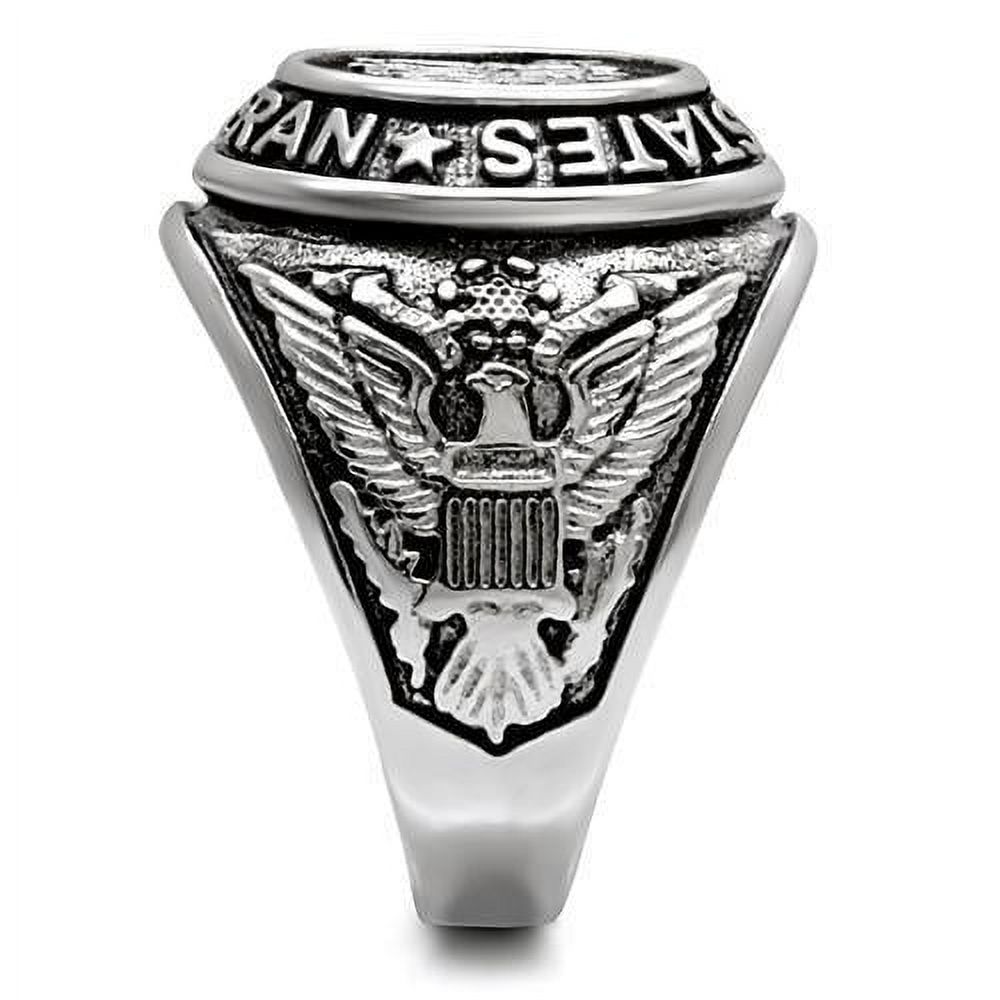 US Veterans Ring for Men and Women Unisex Stainless Steel Military Patriotic Ring in Silver