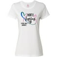thumbnail image 3 of Inktastic Thyroid Cancer Awareness Pink, Blue, Teal Heart Ribbon Women's T-Shirt, 3 of 5