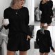 thumbnail image 4 of Camiseta de mujer Cuello redondo Pantalones cortos de manga larga Pijama Top de manga larga Traje de manga corta Conjunto de dos piezas Pompotops qwe23696, 4 of 9