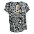 thumbnail image 4 of Hilary Radley Women's Short Sleeve Printed Blouse (Off-White/Navy, Small), 4 of 4