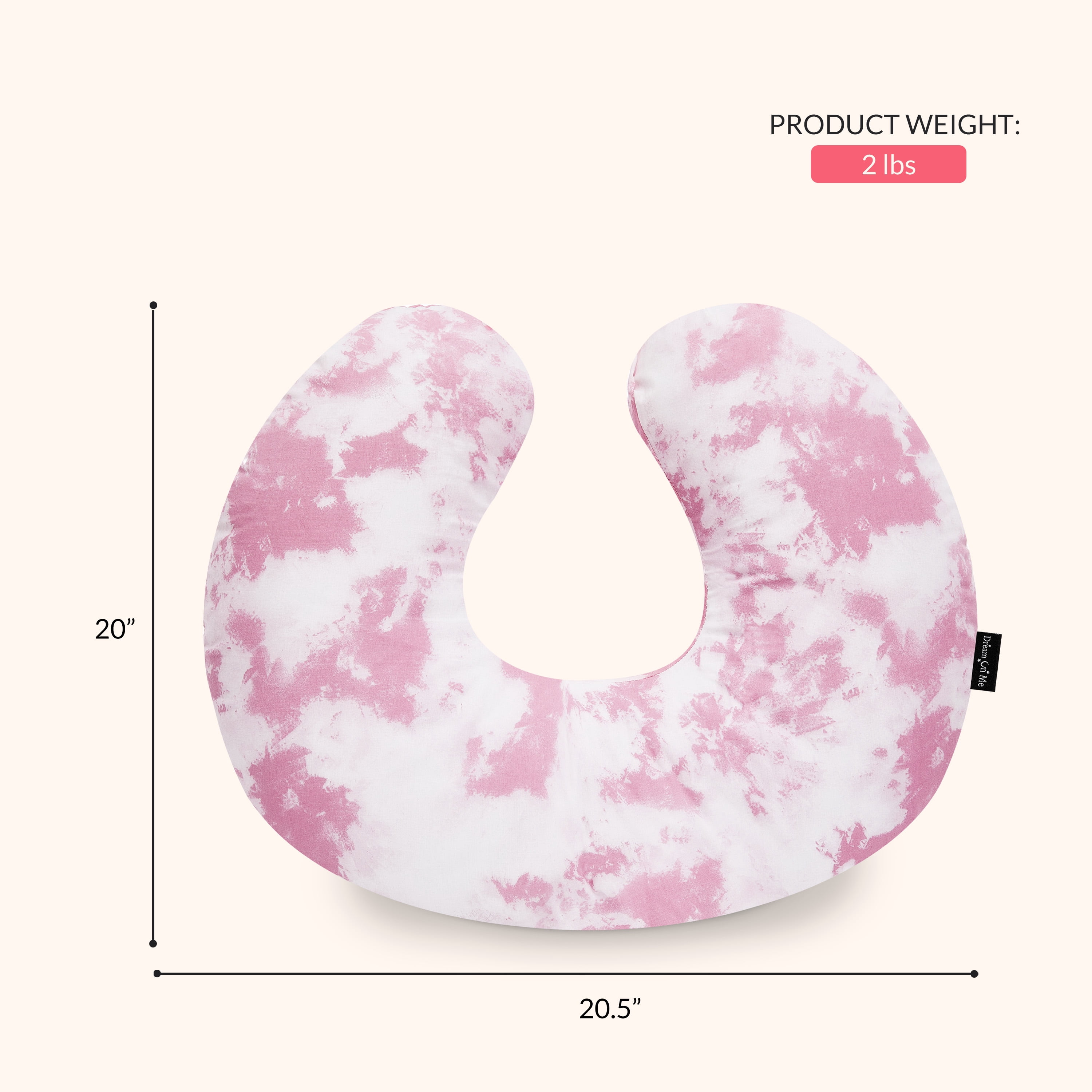Dream On Me Beeboo Nursing Pillow and Positioner, Breastfeeding and Bottlefeeding Pillow, Removable and Washable Pillow Cover, Soft and Breathable Fabric in Pink