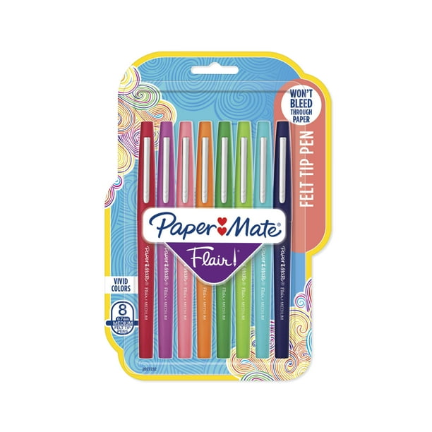 Paper Mate Flair Felt Tip Pens, Medium Point, Assorted Colors, 8 Count ...