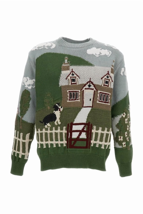Multicolor Folk Intarsia Cotton-Wool Blend Sweater (Men's)