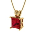 thumbnail image 2 of 2.0 ct Brilliant Princess Cut Solitaire Pink Tourmaline 14k Yellow hypoallergenic Solid gold Designer Everyday Affordable Dainty Necklace Pendant with 18" Chain, 2 of 6