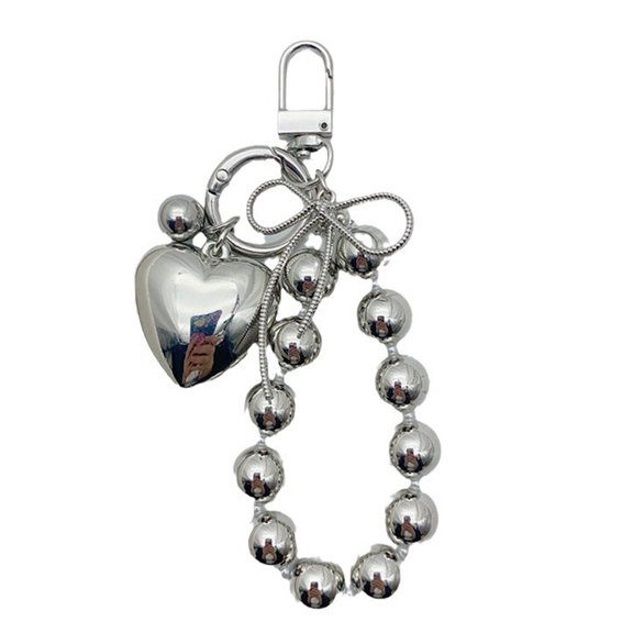 Sinyiin Fashionable Keychain with Heart Bag Pendant Bowknot Charm Accessory Keyring