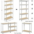 thumbnail image 3 of HYJY Storage Shelves 5 Tier Garage Shelving Heavy Duty Garage Shelves Adjustable Metal Shelving Unit Utility Rack Industrial Shelving for Warehouse Pantry Closet, 27.5" W x 12" D x 60" H, Silver, 3 of 18