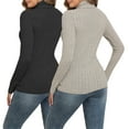 thumbnail image 3 of LWP 2 Pack Women's Ribbed Turtleneck Sweater Long Sleeve Stretchy Fall Winter Undershirts, 3 of 9
