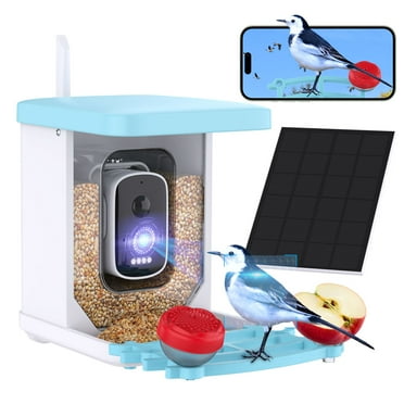 Smart Bird Feeder with Camera Solar Powered, 4MP AI Identify Wild Bird Watching Camera, Auto Capture Bird Videos & Motion Detection, DIY Add-ons & Hummingbird Feeder for Bird Watching Lover
