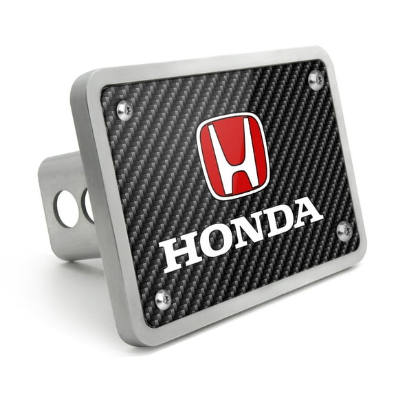 Honda Logo in Red UV Graphic Carbon Fiber Look Billet Aluminum 2 inch Tow Hitch Cover
