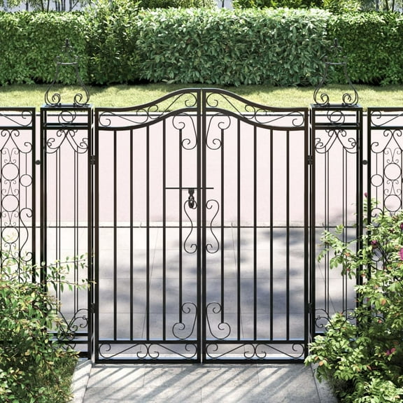 vidaXL Garden Gate Black 47.6"x3.1"x47.2" Wrought Iron