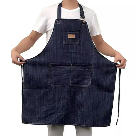 One opening Adults Apron Adjustable Housekeeping Denim Apron with Pocket Cooking Accessories for Women Men