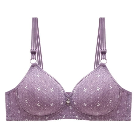 

Dadaria Bralettes for Women Push Up Broken Flowers Comfortable Breathable Anti-exhaust Printing Non-Wired Bra Purple XL Female