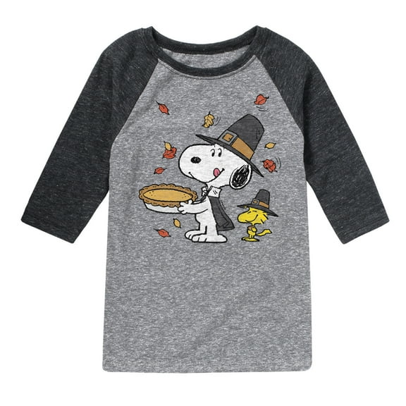 Peanuts - Thanksgiving Scene - Toddler And Youth Raglan Graphic T-Shirt
