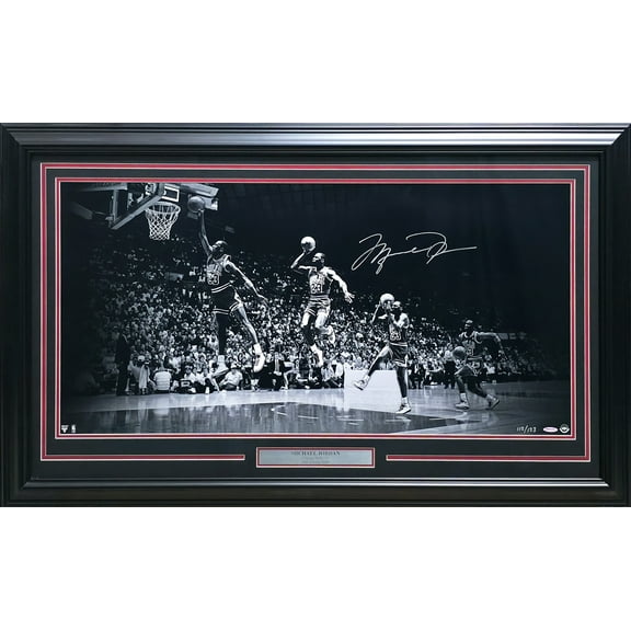Michael Jordan Autographed Framed 18x36 'We Have Lift Off' Photo Chicago Bulls #112/123 UDA Holo #BAM142310