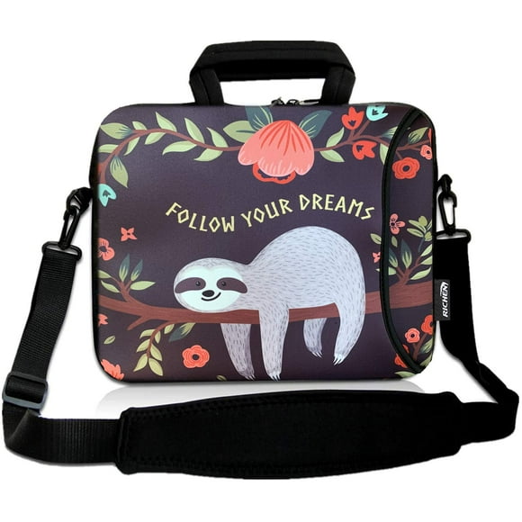 RICHEN 11 11.6 12 12.5 13 inches Laptop/Chromebook/Notebook PC Messenger Bag Tablet Travel Case Neoprene Handle Sleeve with Shoulder Strap (11-13.3 inch, Sloth)