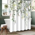 thumbnail image 2 of Eucalyptus Shower Curtain, Watercolor Green Leaves on The Top Plant with Floral Bathroom Curtain Bathtub Home Decor Waterproof Fabric Machine Washable with 12 Hooks, 2 of 6