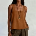 thumbnail image 6 of CYMMPU Women's Sleeveless Linen-Blend Square Neck Top, Side Drawstring Cami with Adjustable Ties, Casual Summer & Beach Wear Orange L, 6 of 8