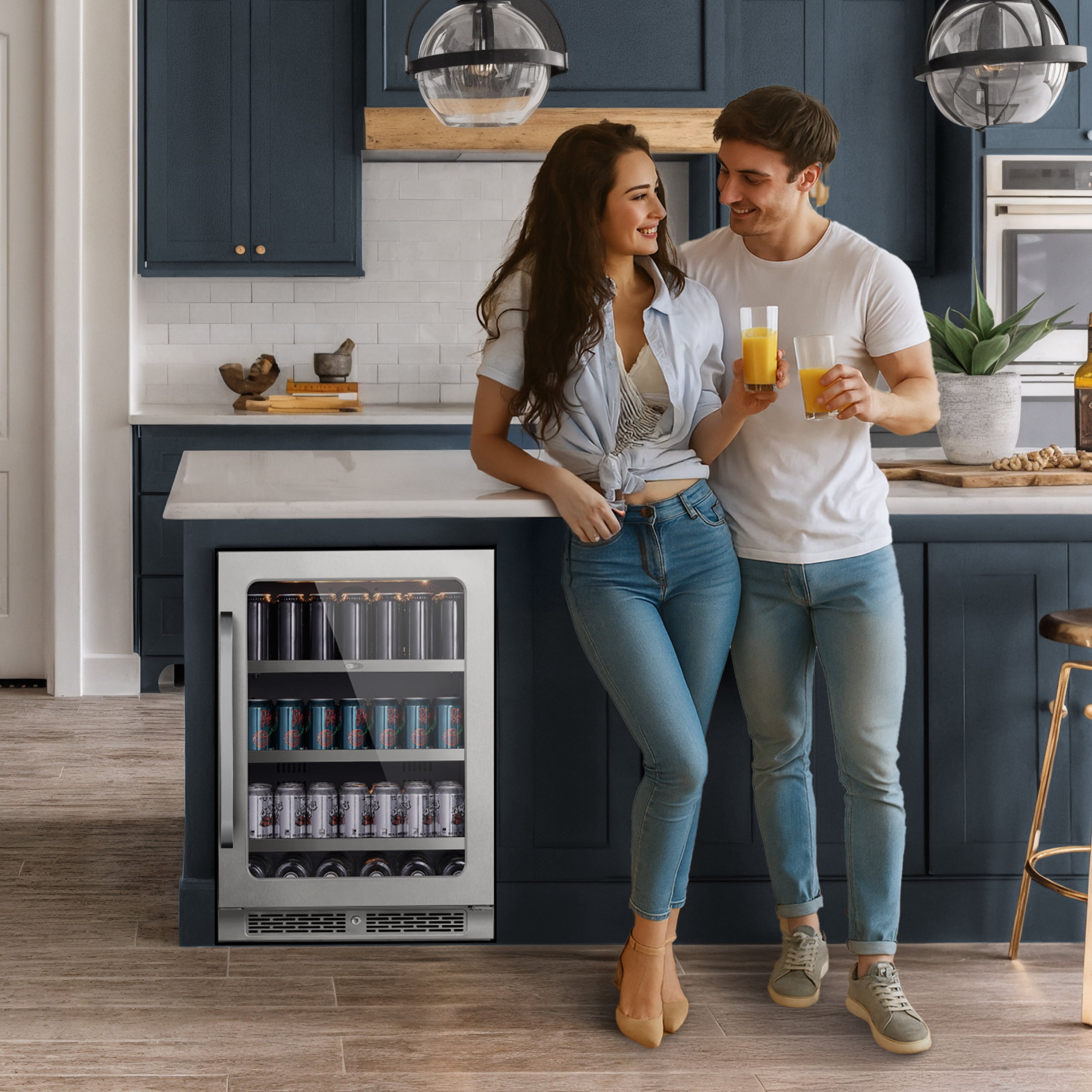 Whynter Beverage Refrigerator: 24 inch 140 Cans 34-54 °F Drink Fridge Glass Door, Built in or Freestanding for Bedroom/Office