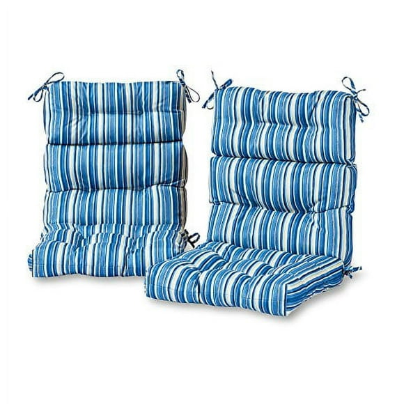 Greendale Home Fashions Coussin de Chaise de Dossier Extérieur 44 x 22 Pouces, Lot de 2, Bande Bleue en Acier 2 Comte