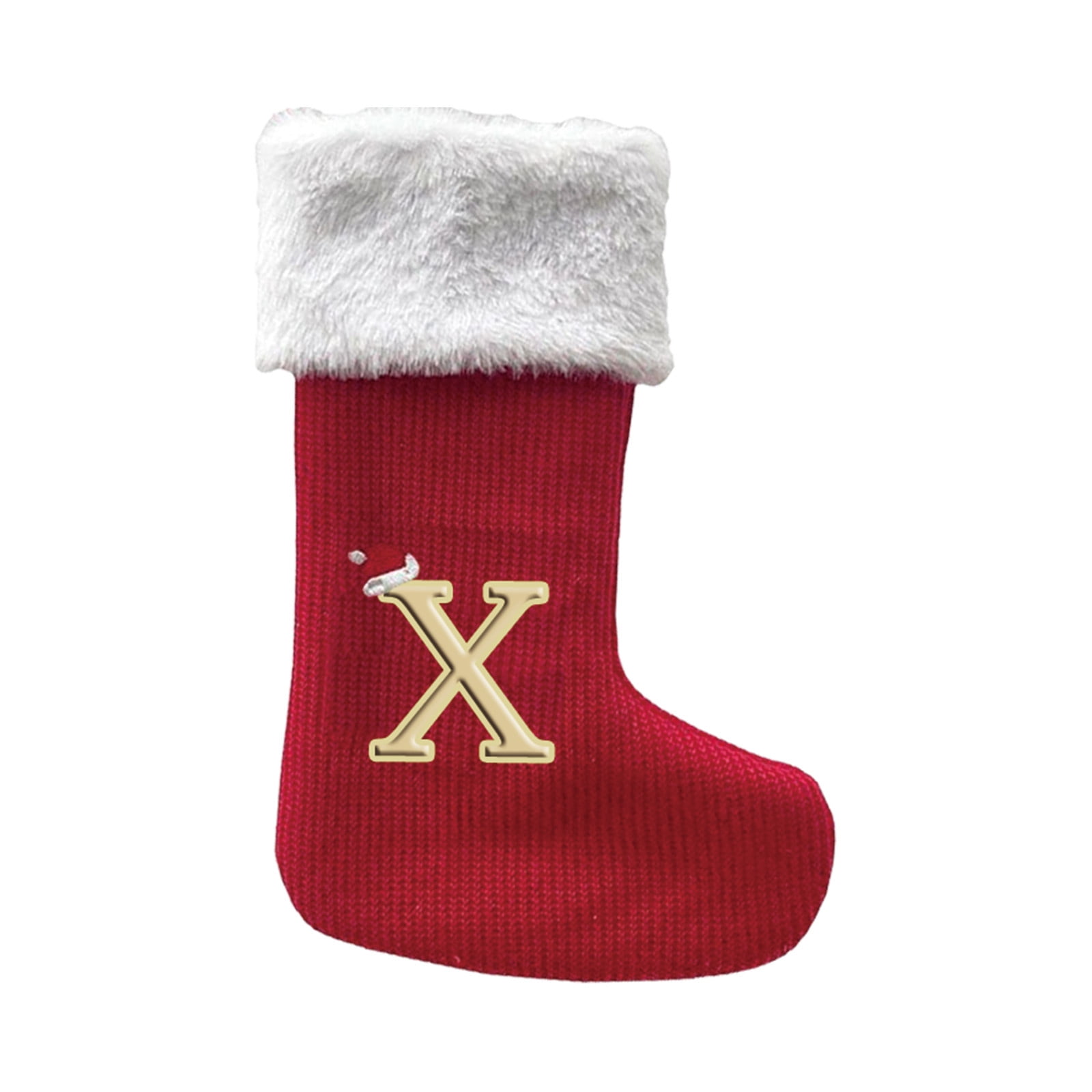 AURIGATE 3.5 Inches Initial Monogram Embroidered Christmas Stocking Red  Velvet with White Super Soft Plush Cuffs Christmas Decorations Stocking