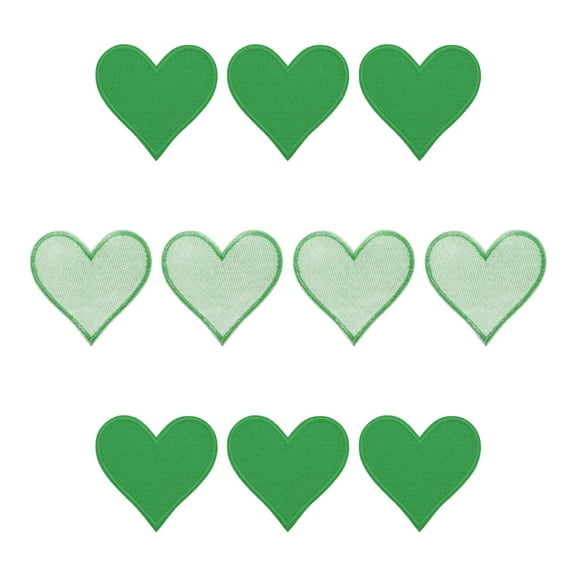Uxcell Hearts Patches Green Iron-On Patch Sew Embroidered Applique 2.8x2.68 Inch Clothing Repair Backpack 10Pcs