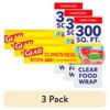 (3 pack) Glad Cling N Seal Plastic Food Wrap, 300 Square Foot Roll