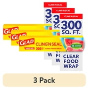 (3 pack) Glad Cling N Seal Plastic Food Wrap, 300 Square Foot Roll