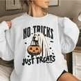 thumbnail image 4 of Unisex sweatshirt "NO TRICKS JUST TREATS" - Perfect for Halloween with a cute ghost puppy design., 4 of 6