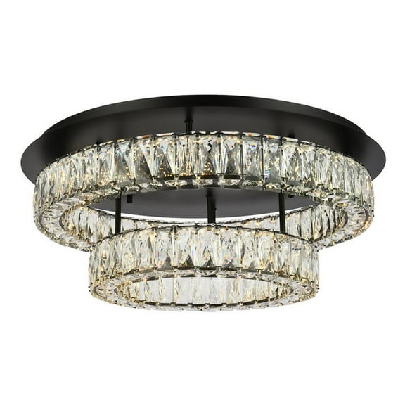 Modern Bright Home Decorative Ceiling Lighting Monroe 26 Inch Led Double Flush Mount - Black