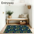 thumbnail image 3 of ODIKA 2'x3' Machine Washable Non-Slip Area Rug, Twinkling Wreath Design Christmas Entrance Covering High Traffic Rug with Pad, Blue, 628092, 3 of 8