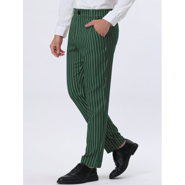 Green and black striped pants sale