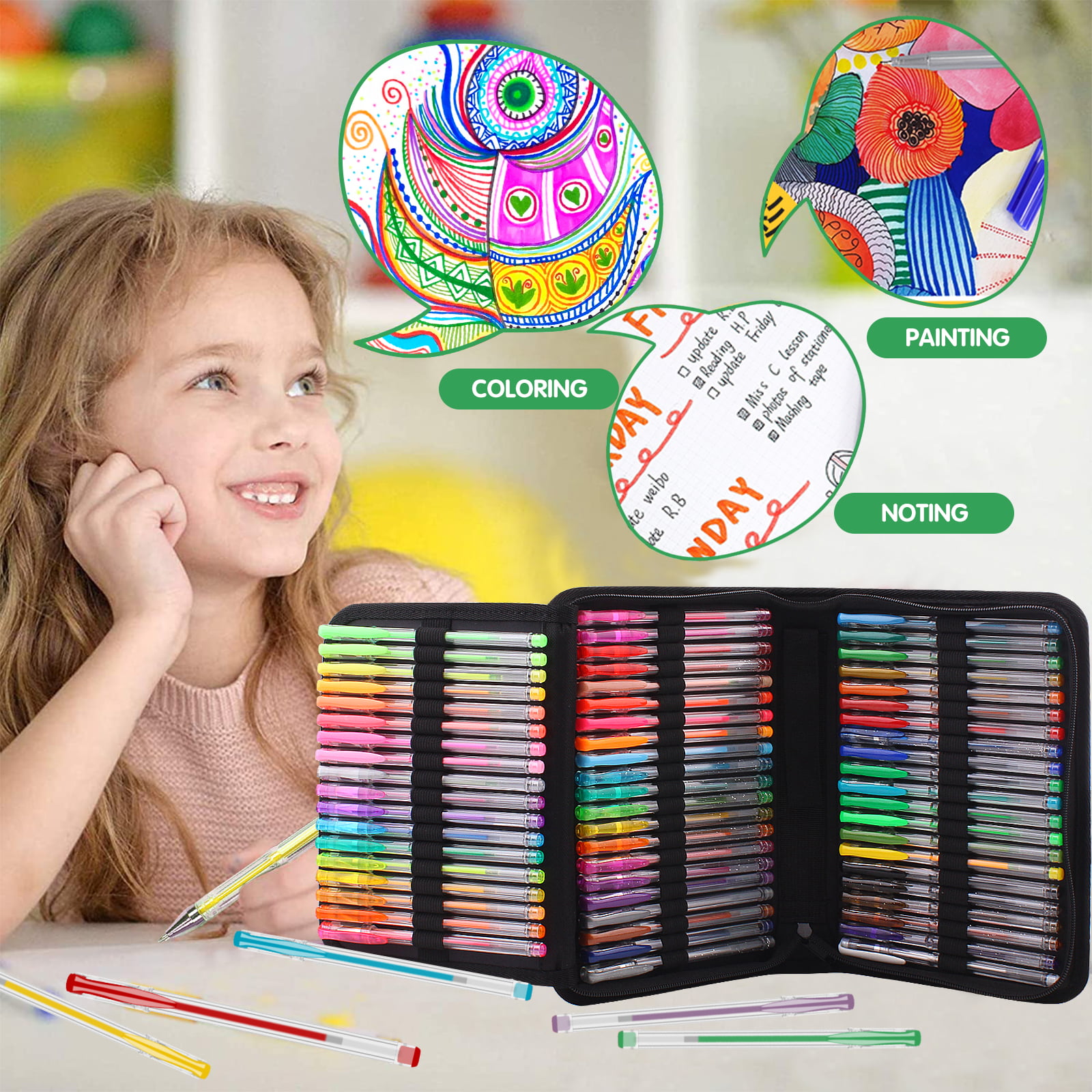 GOTIDEAL Gel Pens Set for Adult Coloring Books, 160pcs 80 Gel pens and 80  Refills with Travel Case, Colored Markers Great for Kids Doodling