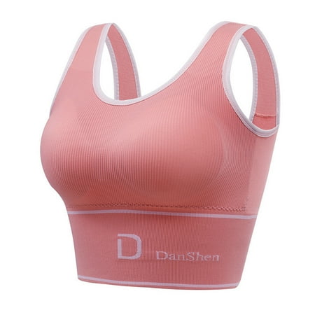 Padded Nursing Bras Women Letter U-Shaped Sling Sports Yoga Chest Pad Tube No Underwire Underwear V-Neck T-Shirt Bra Hook and Eye Closure Padded Bra Style Y-101   Pink-a One Size
