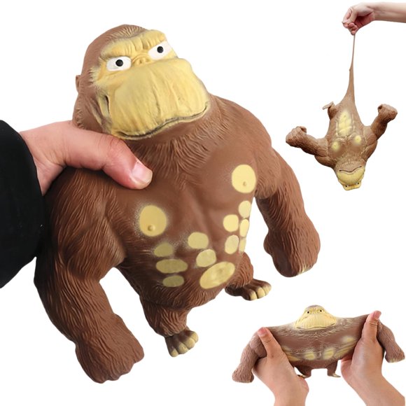 Juguete para apretar Mono blando Juguete Elástico Pegamento relleno de arena Gorila de goma Elástico Estirable Autismo Juguete de descompresión para adultos y niños Animal para regalo de Navidad (Edic