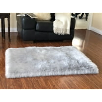 Soho Luxurious Faux Sheepskin Grey Shag Area Rug or Runner