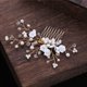 thumbnail image 4 of Zhuge Horquillas para el pelo de boda con flores para novias, peinetas con perlas de cristal,joyas con diamantes de imitación para novias, damas de honor y mujeres (dorado), 4 of 5