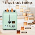 thumbnail image 7 of Toaster 2 Slice, Stainless Steel Bread Toaster with Colorful LCD Display, 7 Bread Shade Settings, 900W, Mint, 7 of 7