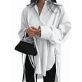 thumbnail image 1 of Women'S Oversized Button Down Shirts Split High Low Long Sleeve Blouses White S, 1 of 8