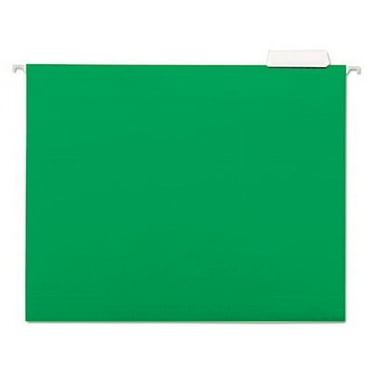 Deluxe Bright Color Hanging File Folders, Letter Size, 1/5-Cut Tab, Bright Green, 25/Box